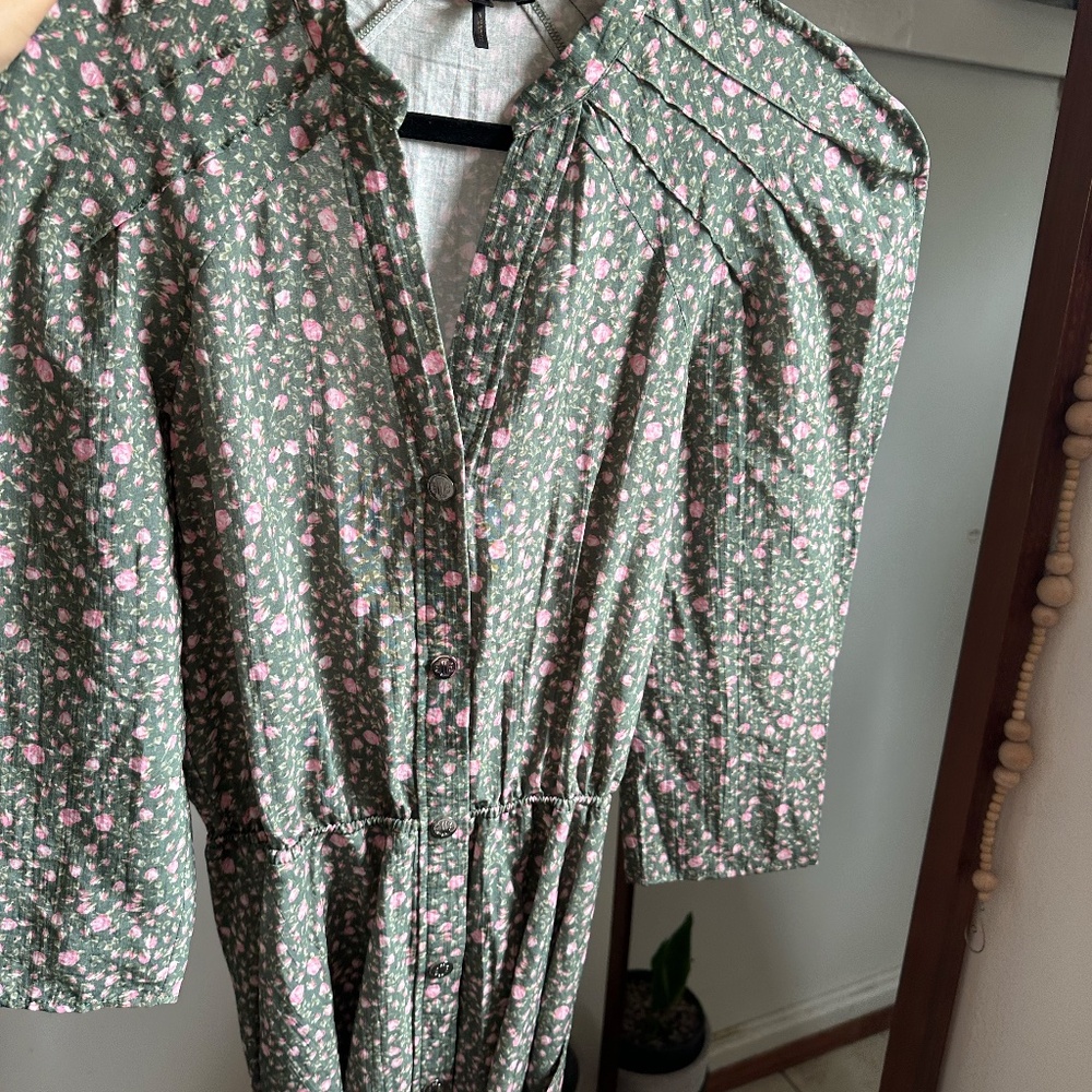Maje multi rose floral belted puff sleeve mini dress FINAL PRICE NO OFFERS - Picture 7 of 11